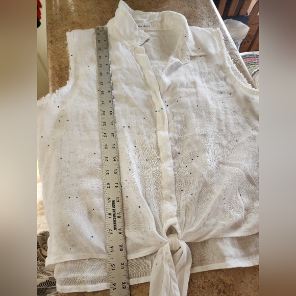 Bella Dahl Tie Hem Speckled Sleeveless Linen Top Size L NWT - Picture 11 of 15